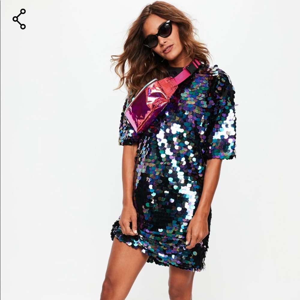 Missguided Sequin T-shirt Dress